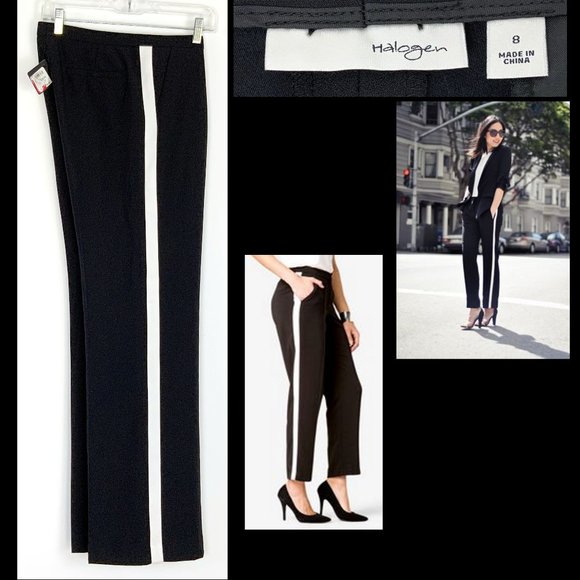 Halogen Pants - New Halogen Black Tuxedo Straight Leg Dress Trousers Pants Size 8